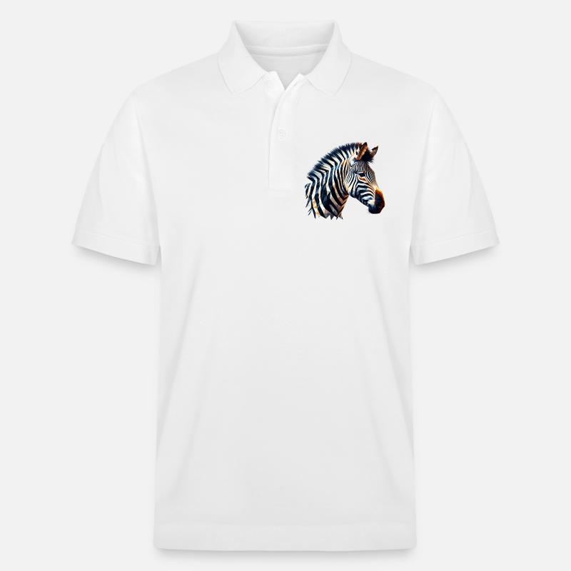 Polygonales Zebra - Stanley/Stella Unisex Bio-Poloshirt PREPSTER - Weiß