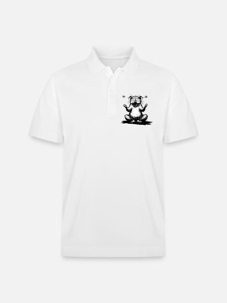 Zen hamster sitting black and white - Stanley/Stella Unisex Organic Polo Shirt PREPSTER - white