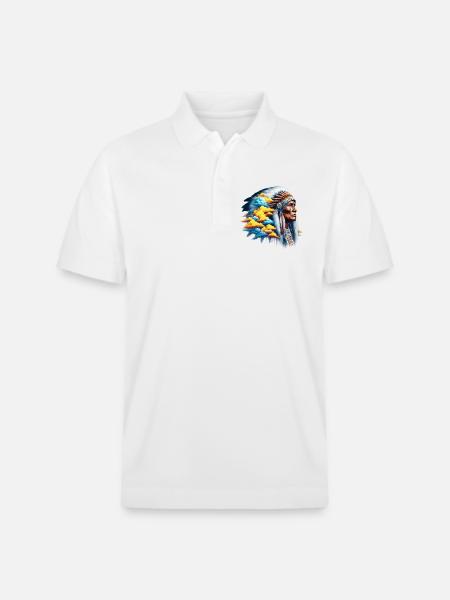 American Indian American - Stanley/Stella Unisex Organic Polo Shirt PREPSTER - white