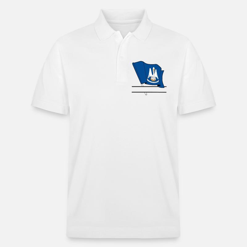 Drapeau Lousiane text banner - Polo PREPSTER bio Stanley/Stella Unisexe - blanc