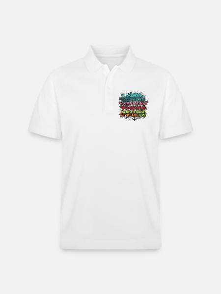 KRAKEN STREET GRAFFITI SAYING - Stanley/Stella Unisex Organic Polo Shirt PREPSTER - white