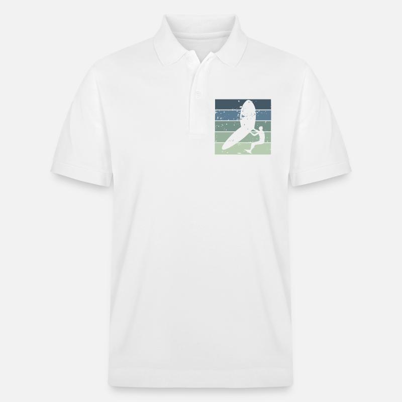 Silhouette Wingfoiler mit Surfbrett - Stanley/Stella Unisex Bio-Poloshirt PREPSTER - Weiß