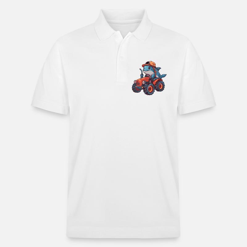 Delfin Traktor Farmer - Stanley/Stella Unisex Bio-Poloshirt PREPSTER - Weiß