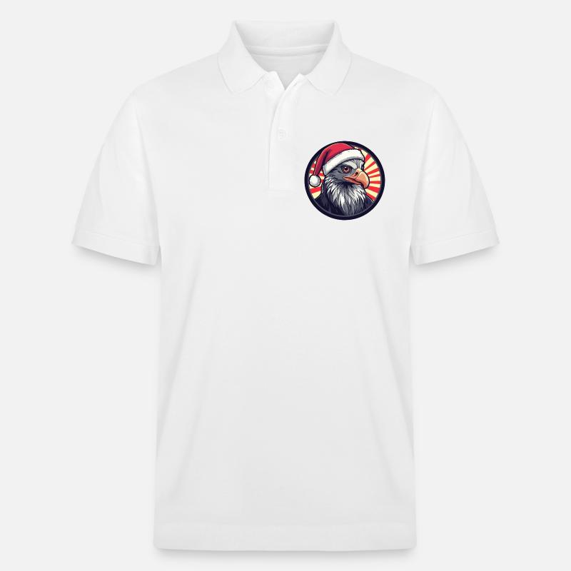 Weihnachtsvogel mit Santa Hut - Stanley/Stella Unisex Bio-Poloshirt PREPSTER - Weiß