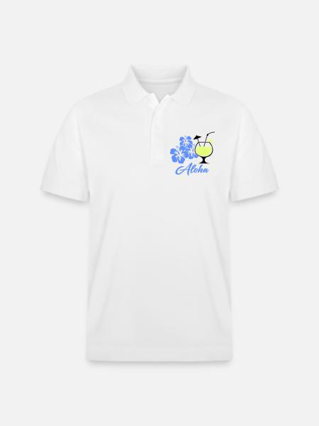Aloha Hibiscus Tropical Drink - Stanley/Stella Unisex Organic Polo Shirt PREPSTER - white