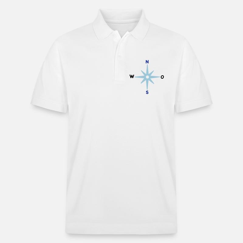 Kompass Himmelsrichtungen Sternkompass maritim - Stanley/Stella Unisex Bio-Poloshirt PREPSTER - Weiß