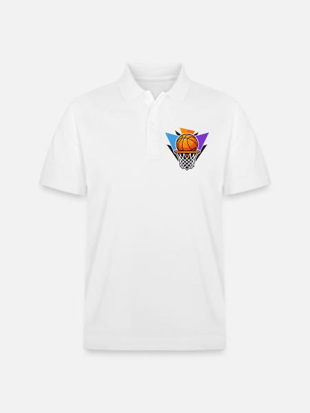 Basketball Hoop Ball Graphic Dunk Art - Stanley/Stella Unisex Organic Polo Shirt PREPSTER - white