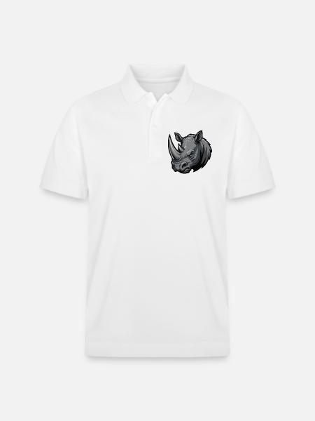 Gray Rhino Head Mascot - Stanley/Stella Unisex Organic Polo Shirt PREPSTER - white