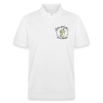 Matcha Girl Heart Love Design - Stanley/Stella Unisex Organic Polo Shirt PREPSTER - white - Front - Roxy (174cm) & Andy (188cm)