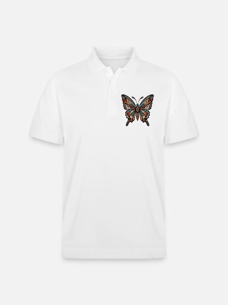 Geometrischer Tribal-Schmetterling - Stanley/Stella Unisex Bio-Poloshirt PREPSTER - Weiß
