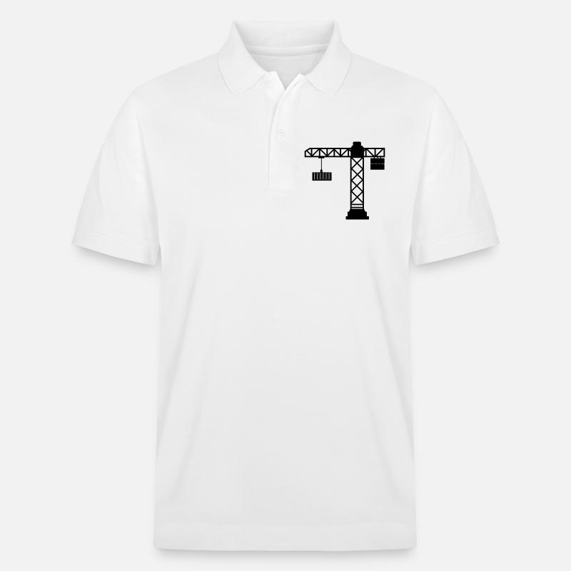 Kran mit Seecontainer - Stanley/Stella Unisex Bio-Poloshirt PREPSTER - Weiß
