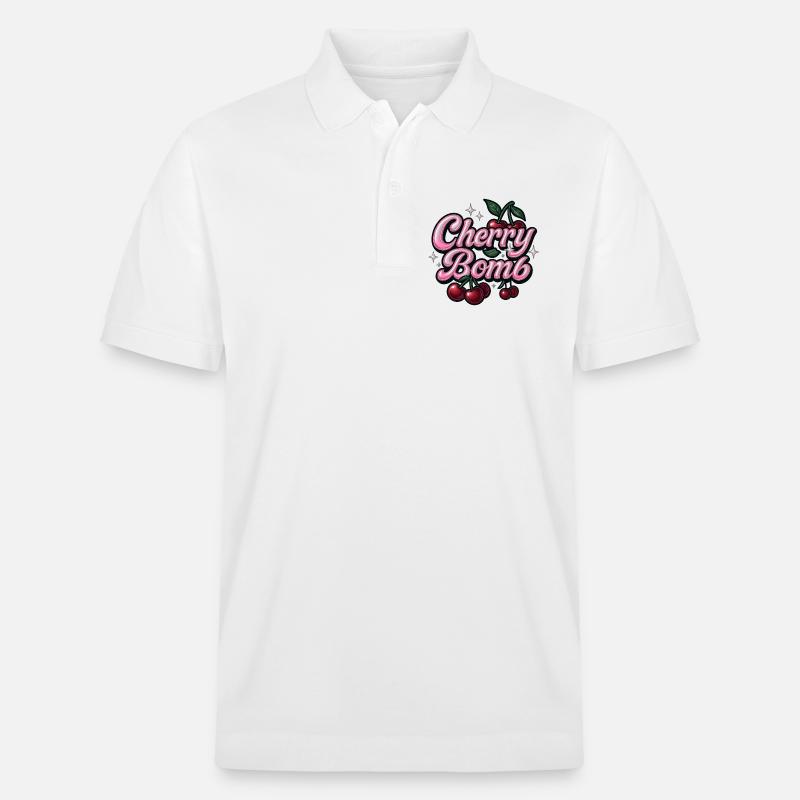 cherry bomb / y2k statement design - Stanley/Stella Unisex Bio-Poloshirt PREPSTER - Weiß