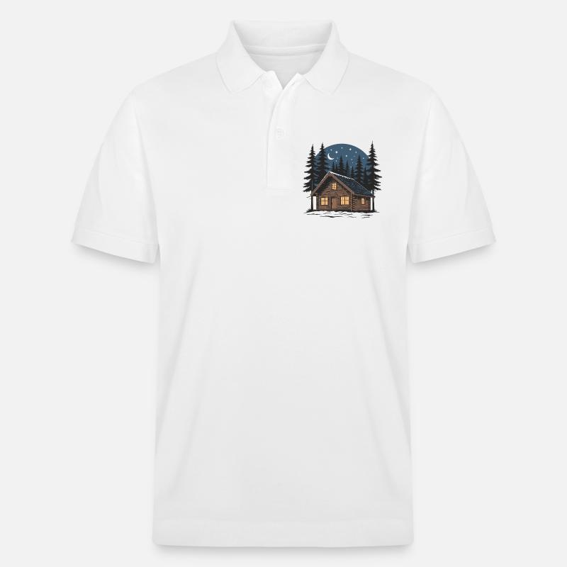 Cabane bois sous ciel étoilé nocturne - Polo PREPSTER bio Stanley/Stella Unisexe - blanc