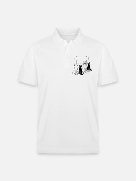 Waiting Cats Sign Personalizable Kids - Stanley/Stella Unisex Organic Polo Shirt PREPSTER - white