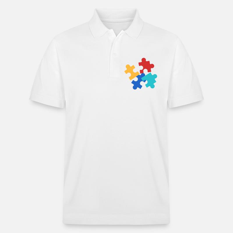 Bunte Puzzleteile Collage - Stanley/Stella Unisex Bio-Poloshirt PREPSTER - Weiß