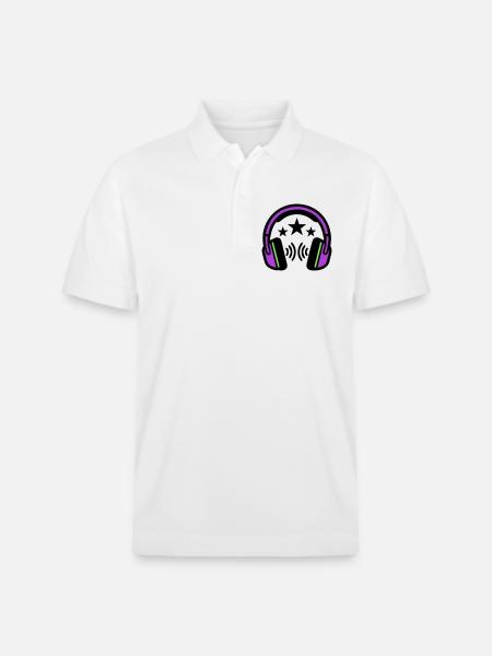 DJ Headphones Sound Logo - Stanley/Stella Unisex Organic Polo Shirt PREPSTER - white