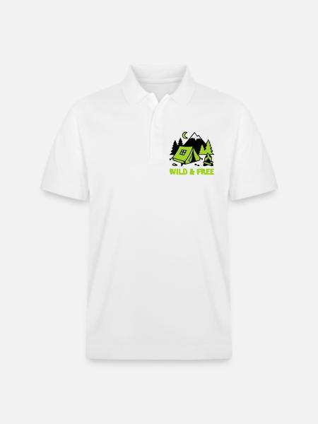 Camping Zelt Natur Grafik - Stanley/Stella Unisex Bio-Poloshirt PREPSTER - Weiß