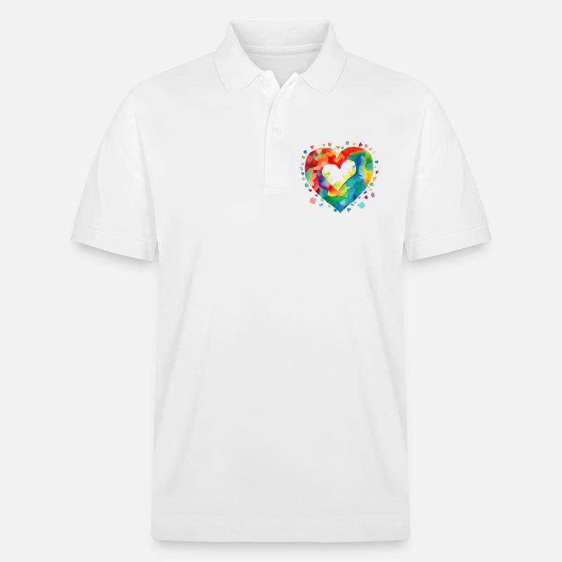 Herz - Stanley/Stella Unisex Bio-Poloshirt PREPSTER - Weiß