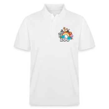 Regenbogen-Zoo-Parade - Stanley/Stella Unisex Bio-Poloshirt PREPSTER - Weiß - Vorne - Roxy (174cm) & Andy (188cm)