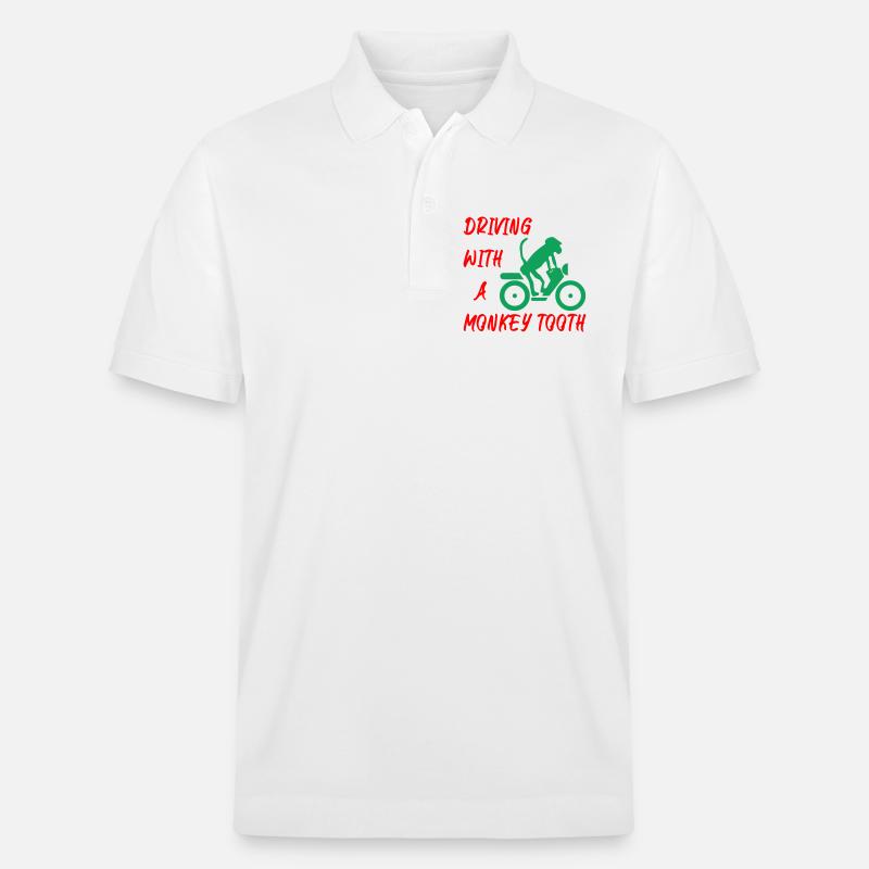 Driving with a monkey tooth - Affenzahn - Stanley/Stella Unisex Bio-Poloshirt PREPSTER - Weiß