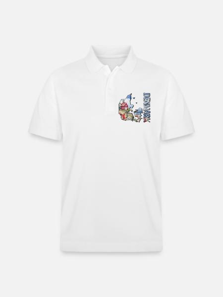Akvarel Kort Danmark - Stanley/Stella PREPSTER økologisk unisex poloshirt - hvid