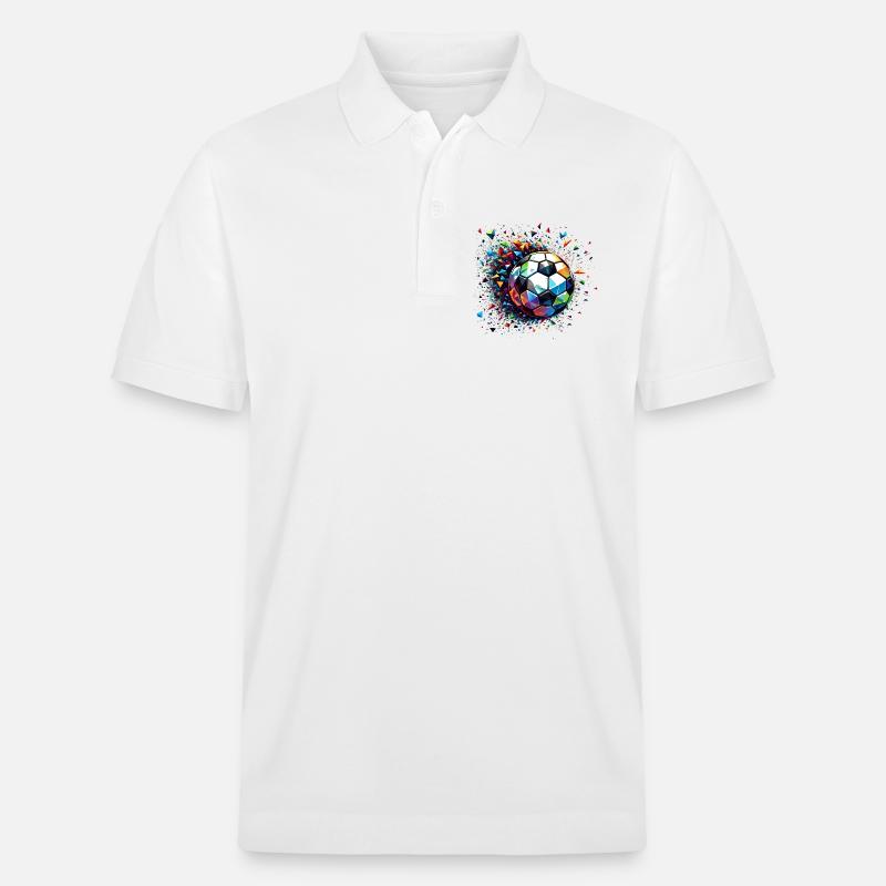 Bunt dynamisches Fußball Motiv mit Lichtreflexe - Stanley/Stella Unisex Bio-Poloshirt PREPSTER - Weiß