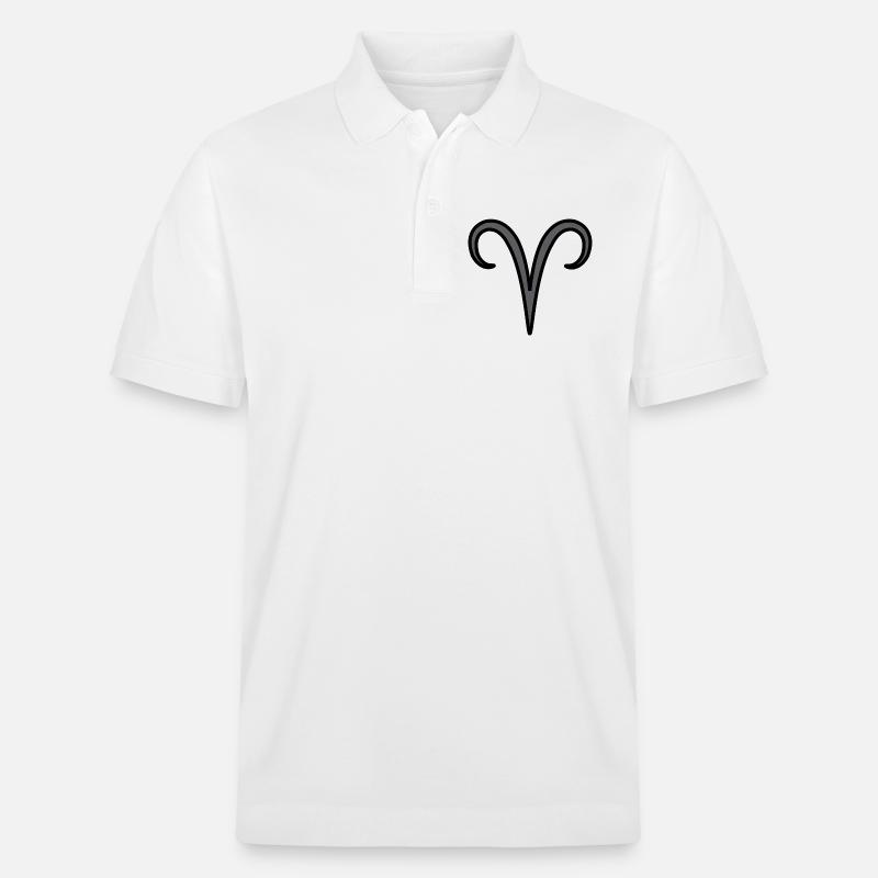 Widder Sternzeichen Symbol Schwarz & Grau - Stanley/Stella Unisex Bio-Poloshirt PREPSTER - Weiß