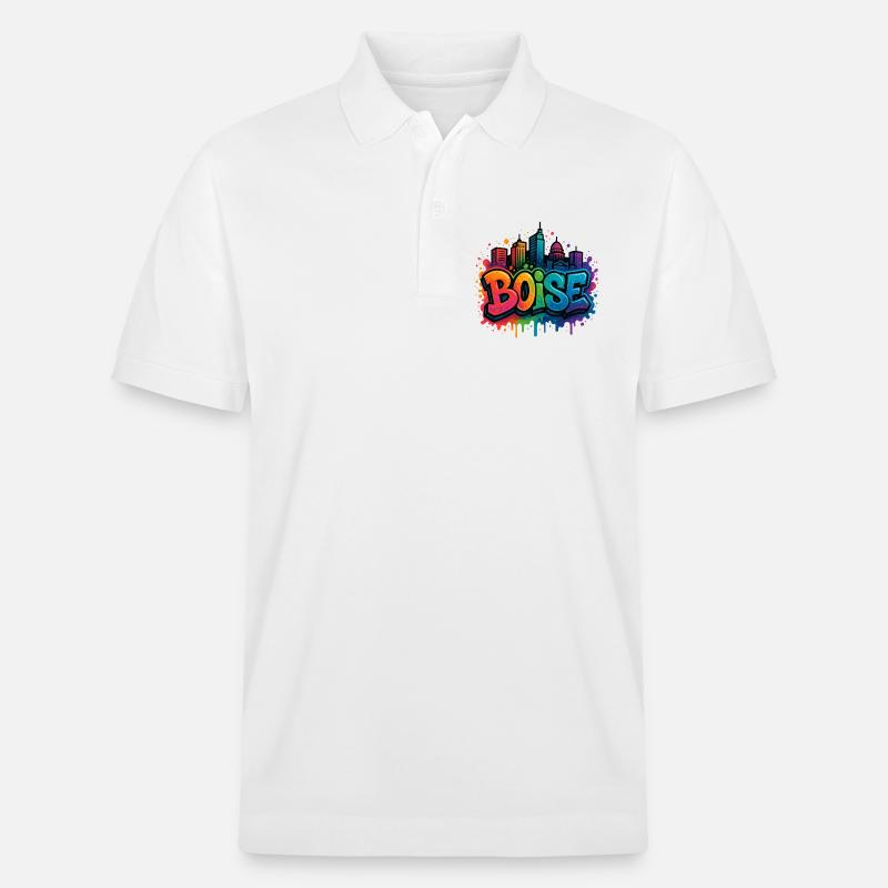 Skyline de graffitis de Boise - Polo PREPSTER bio Stanley/Stella Unisexe - blanc