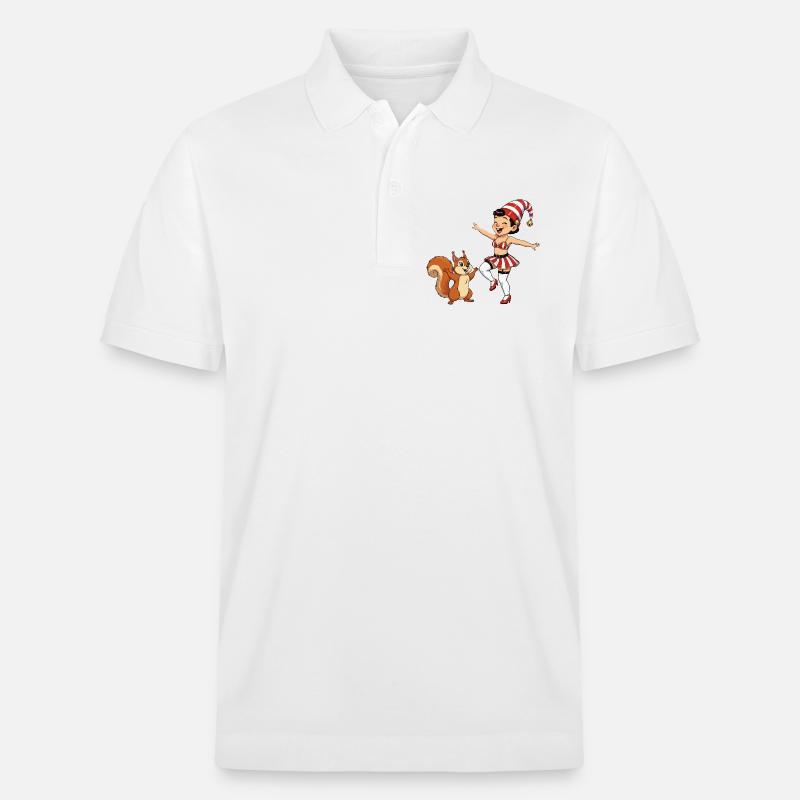 Leprechaun-Mädchen mit Eichhörnchen - Stanley/Stella Unisex Bio-Poloshirt PREPSTER - Weiß