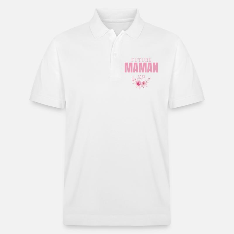 Futur Maman Floral 2027 - Polo PREPSTER bio Stanley/Stella Unisexe - blanc