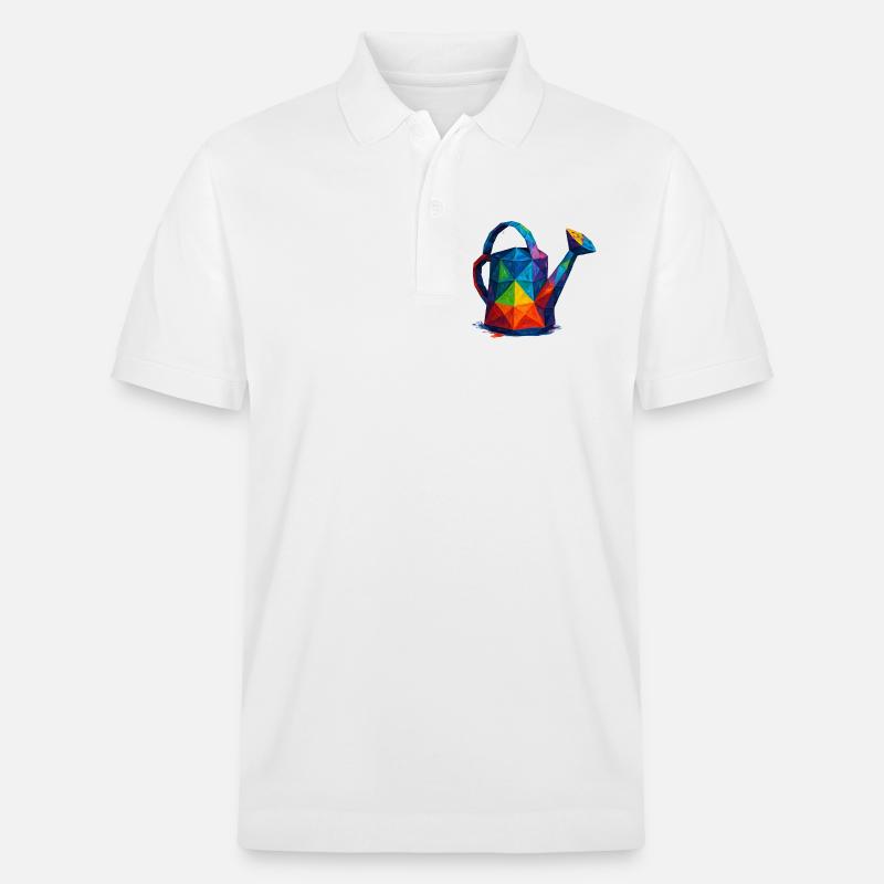 Geometrische Gießkanne – Low-Poly-Gartendesign - Stanley/Stella Unisex Bio-Poloshirt PREPSTER - Weiß