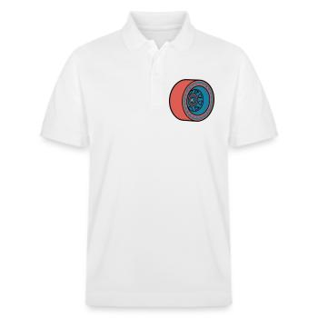 Skateboard Rolle Longboard - Stanley/Stella Unisex Bio-Poloshirt PREPSTER - Weiß - Vorne - Roxy (174cm) & Andy (188cm)