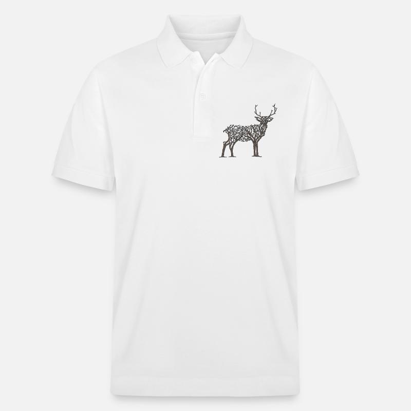 Hirsche in Ästen - Stanley/Stella Unisex Bio-Poloshirt PREPSTER - Weiß