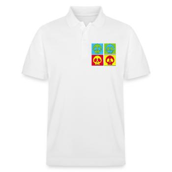 Tête de mort manga pop art - Polo PREPSTER bio Stanley/Stella Unisexe - blanc - Devant - Roxy (174cm) & Andy (188cm)