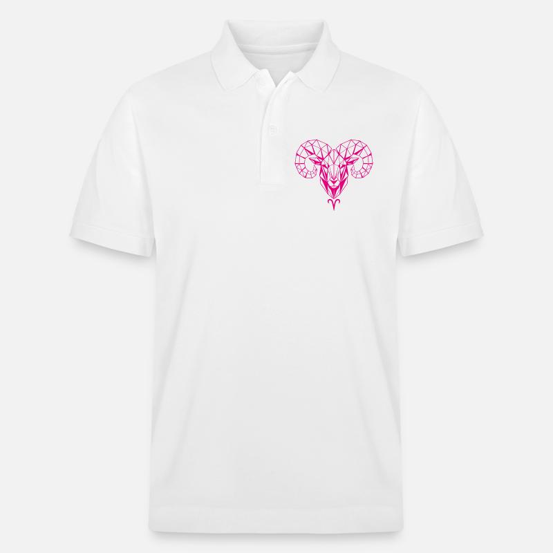 Geometrischer PinkWidder Kopf - Stanley/Stella Unisex Bio-Poloshirt PREPSTER - Weiß