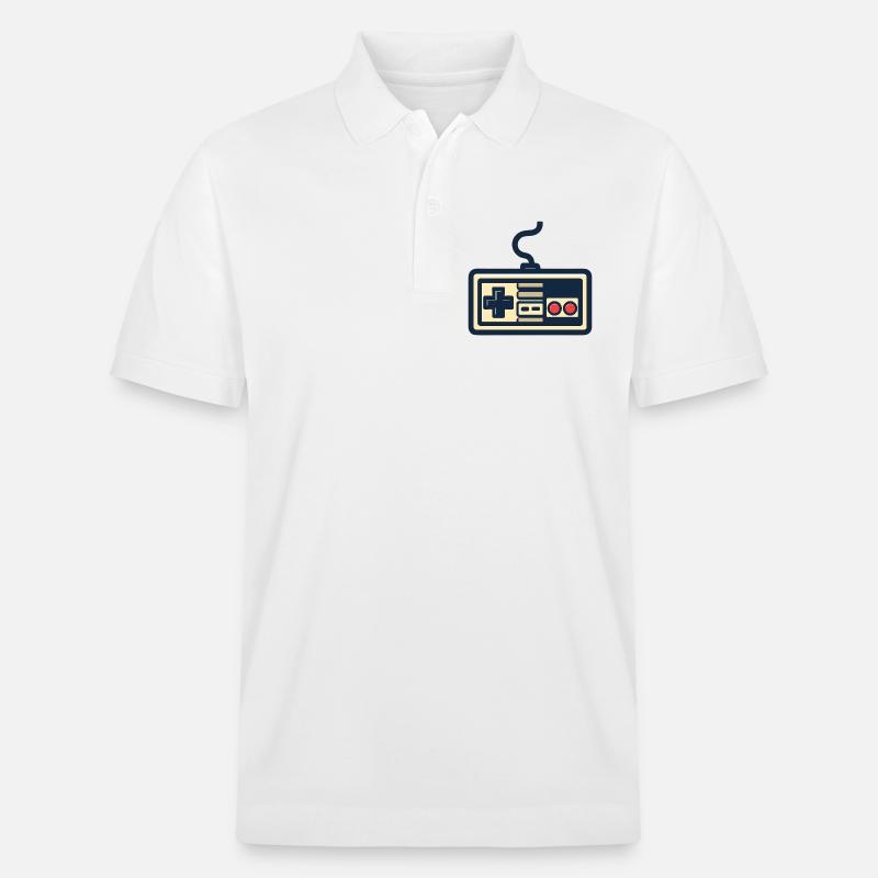 Retro-Gamecontroller-Design - Stanley/Stella Unisex Bio-Poloshirt PREPSTER - Weiß