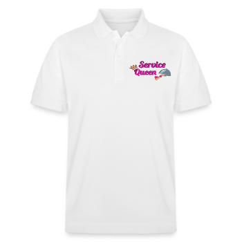 Damen Service Queen Kellner Bedienung Barkeeper - Stanley/Stella Unisex Bio-Poloshirt PREPSTER - Weiß - Vorne - Roxy (174cm) & Andy (188cm)
