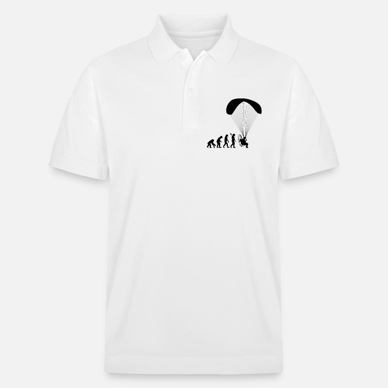 Paramoteur Évolution humaine drôle - Polo PREPSTER bio Stanley/Stella Unisexe - blanc