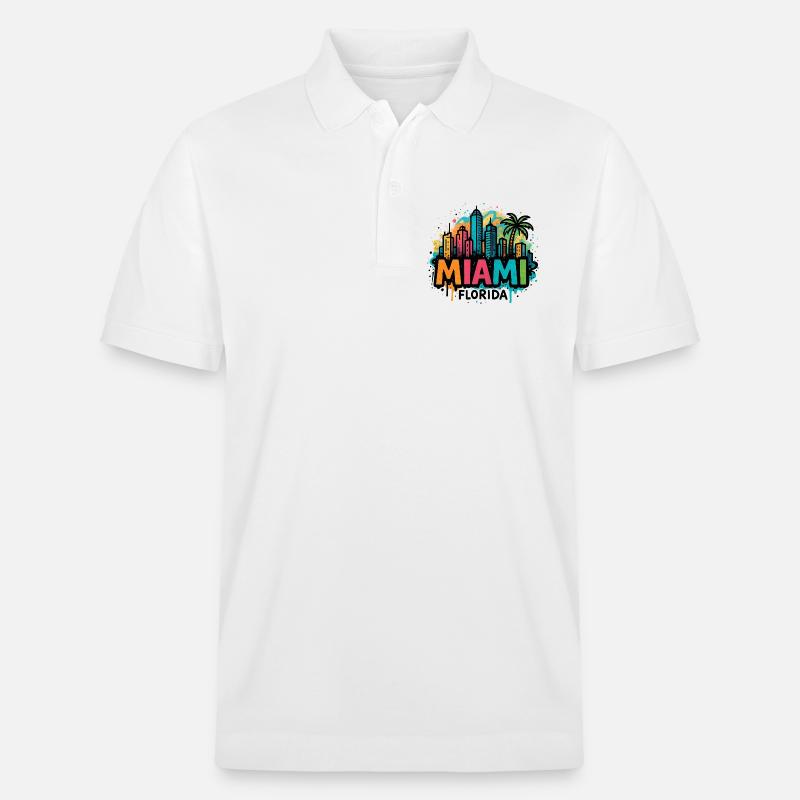 Miami Skyline Graffiti - Polo PREPSTER bio Stanley/Stella Unisexe - blanc