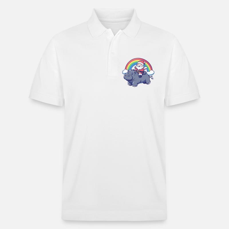 Nilpferd Weihnachtsmann Weihnachten - Stanley/Stella Unisex Bio-Poloshirt PREPSTER - Weiß