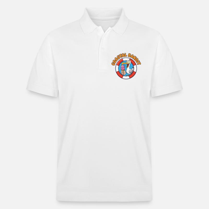 Küstenbandit Möwe Stiehlt Eis - Stanley/Stella Unisex Bio-Poloshirt PREPSTER - Weiß
