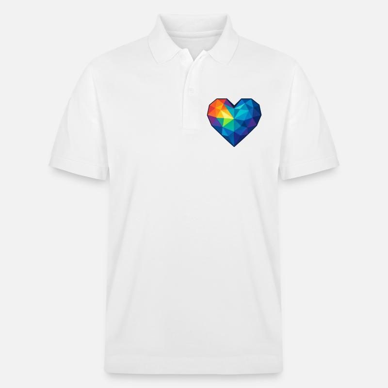 Coeur Low Poly - Amour - Saint-Valentin - Polo PREPSTER bio Stanley/Stella Unisexe - blanc