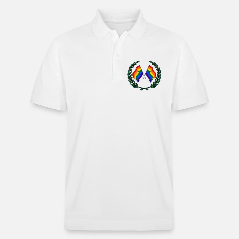 Fahnen Regenbogen im Lorbeerkranz - Stanley/Stella Unisex Bio-Poloshirt PREPSTER - Weiß