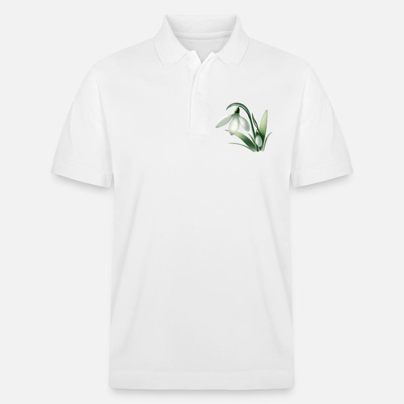 Anémone d’hiver – Graphique de fleur blanche - Polo PREPSTER bio Stanley/Stella Unisexe - blanc