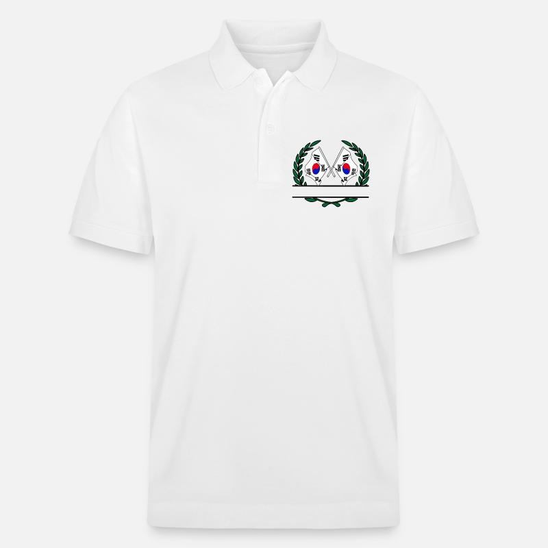 Flaggen Südkoreas Lorbeerkranz-Banner - Stanley/Stella Unisex Bio-Poloshirt PREPSTER - Weiß