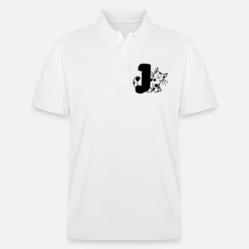 Katze Buchstabe J - Stanley/Stella Unisex Bio-Poloshirt PREPSTER - Weiß