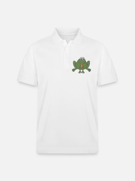 Frog with a tie - Stanley/Stella Unisex Organic Polo Shirt PREPSTER - white