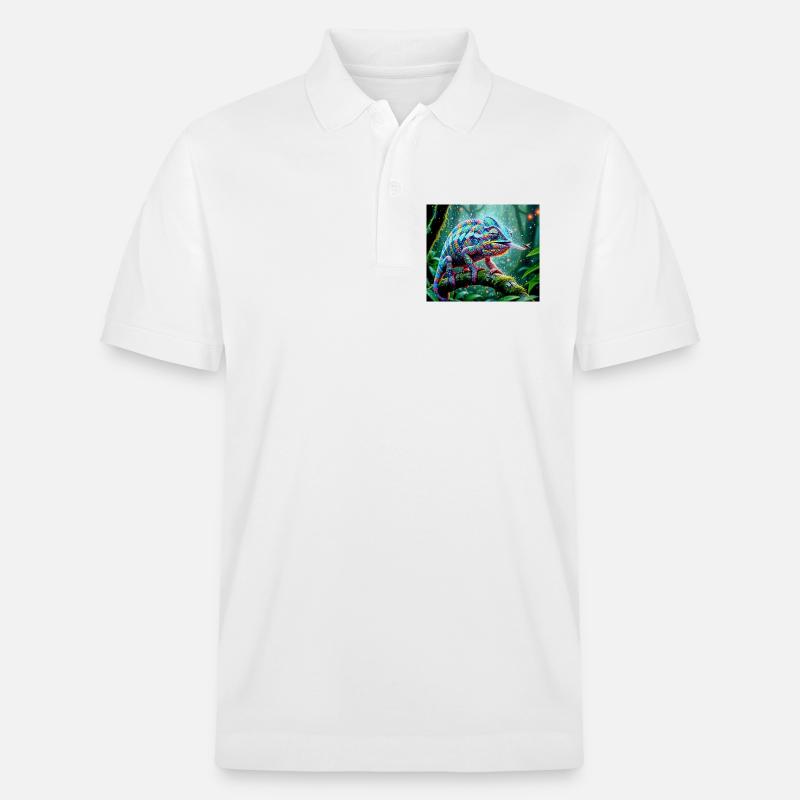 Neon Chameleon Jungle Magic - Stanley/Stella Unisex Organic Polo Shirt PREPSTER - white