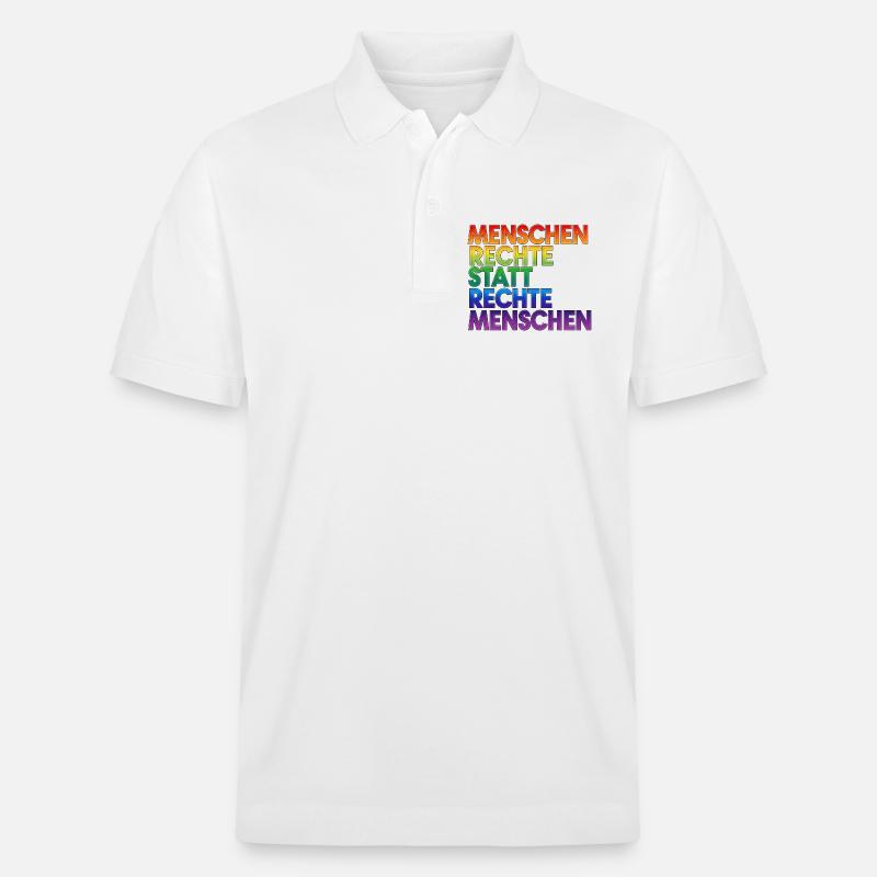 Regenbogen Statement Spruch Menschenrechte - Stanley/Stella Unisex Bio-Poloshirt PREPSTER - Weiß