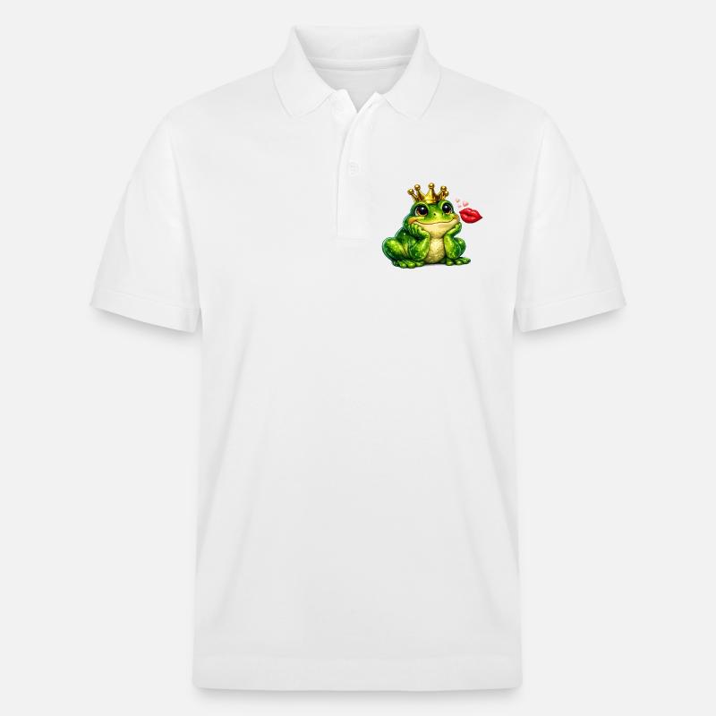 Kronfrosch-Kuss-Design - Stanley/Stella Unisex Bio-Poloshirt PREPSTER - Weiß